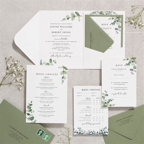 moss green wedding invitations